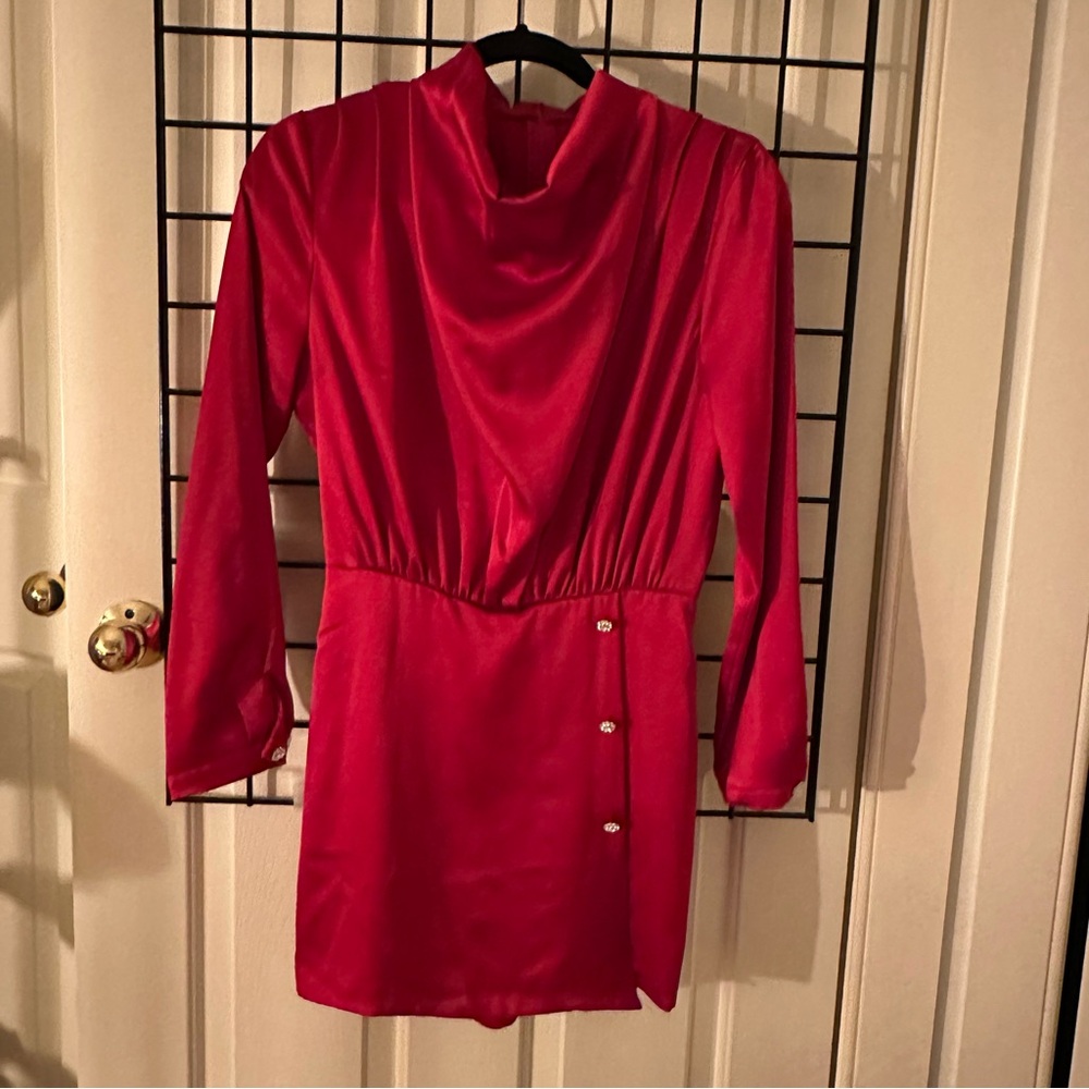Zara Vibrant Red Long Sleeve Dress